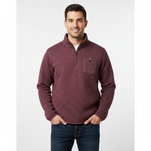 Eddie Bauer Men's Quilted Quarter-Zip Pullover - Size Medium - Burgundy